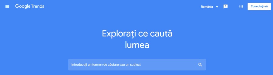 interfață Google Trends